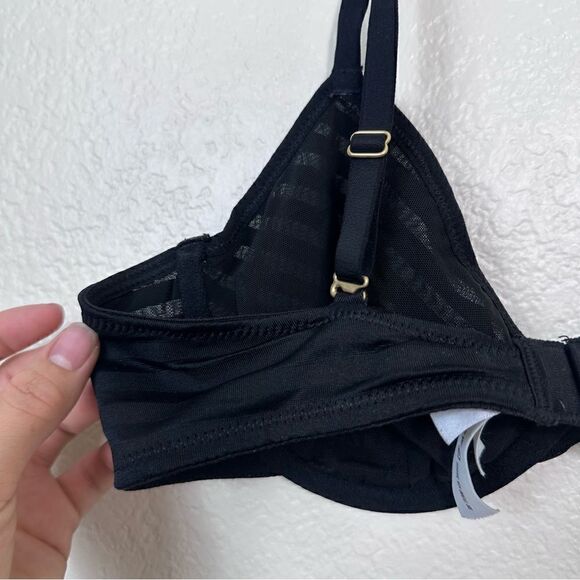 Women’s Madewell Sheer Stripe Underwire Bra In True Black - Picture 9 of 10